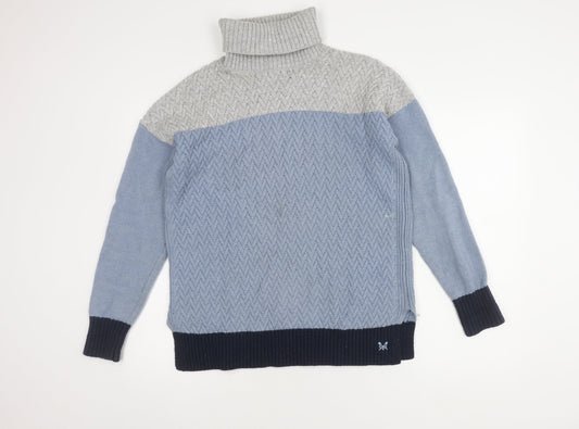 Crew Clothing Women's Blue/Grey Roll Neck Jumper Size 10