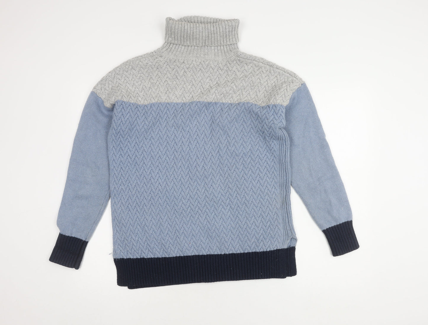 Crew Clothing Women's Blue/Grey Roll Neck Jumper Size 10