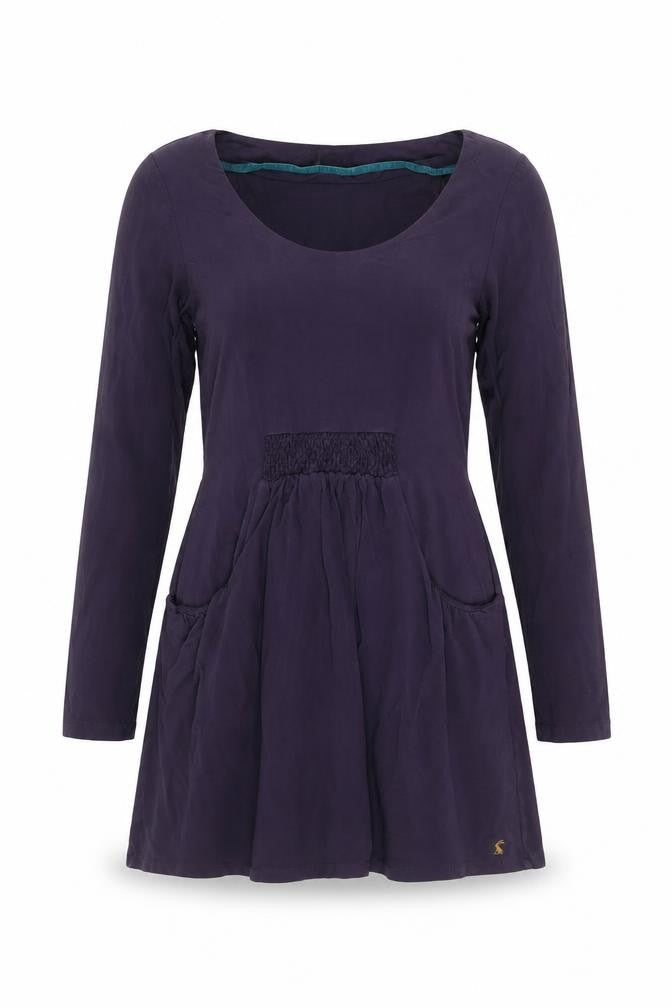 Joules Women's Purple Cotton Dress, Size 12, Scoop Neck