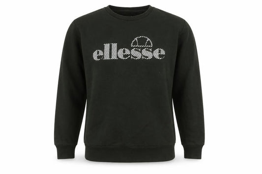 Front view of Ellesse Men's Black Graphic Print Pullover Sweatshirt S