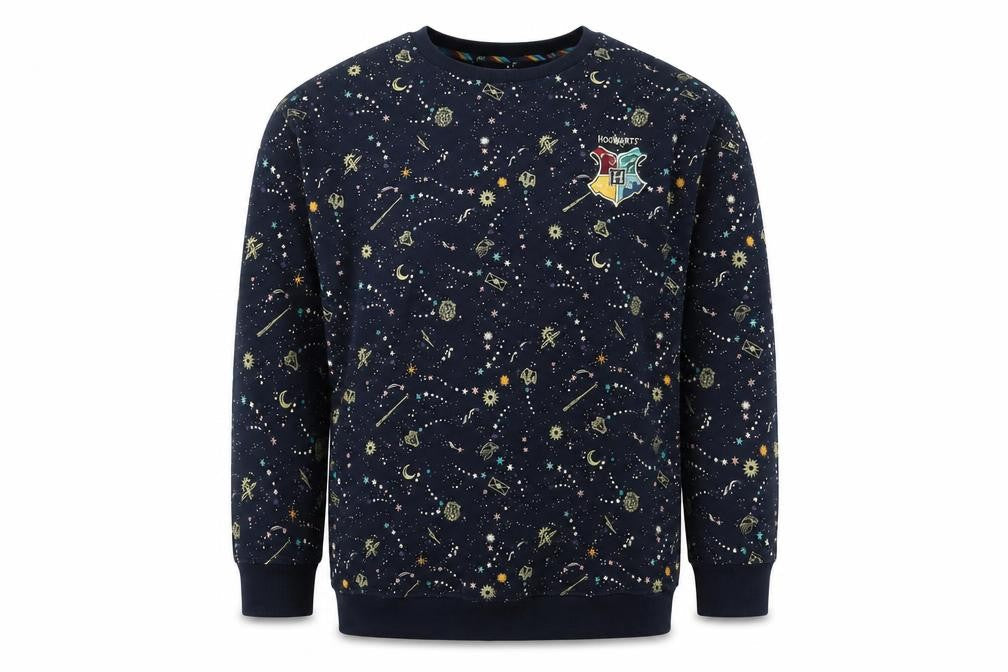 Front view of Marks & Spencer girls’ blue harry potter sweatshirt, 11-12 years, embroidered