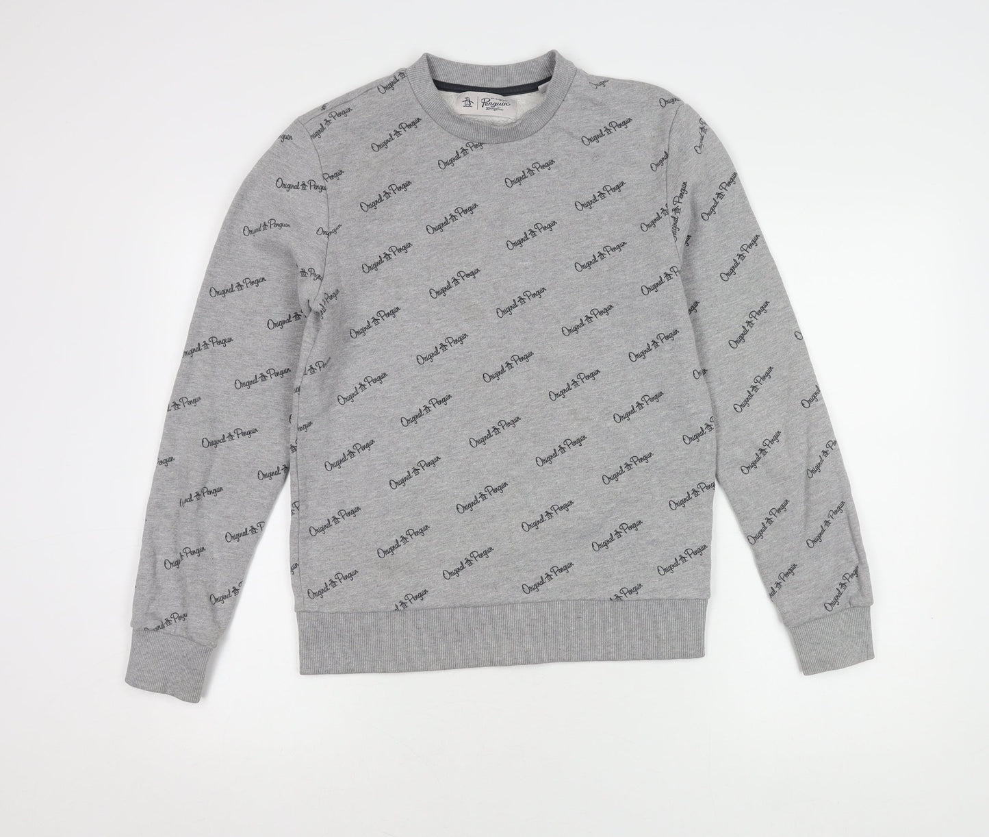 Original Penguin Men's Grey Logo Sweater Medium Pullover