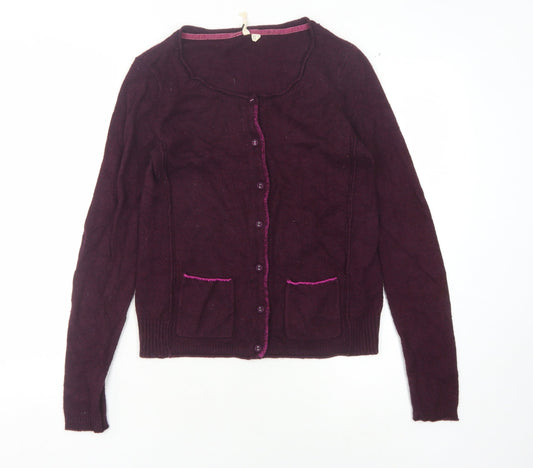 White Stuff Women's Purple Cardigan, Size 10, Scoop Neck
