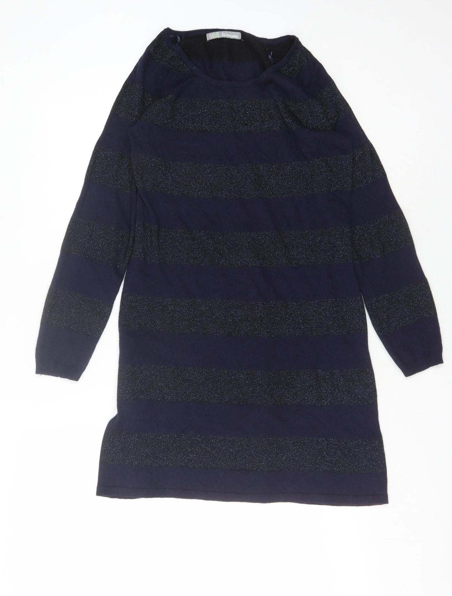 Marks and Spencer Women's Blue Striped Pullover Jumper