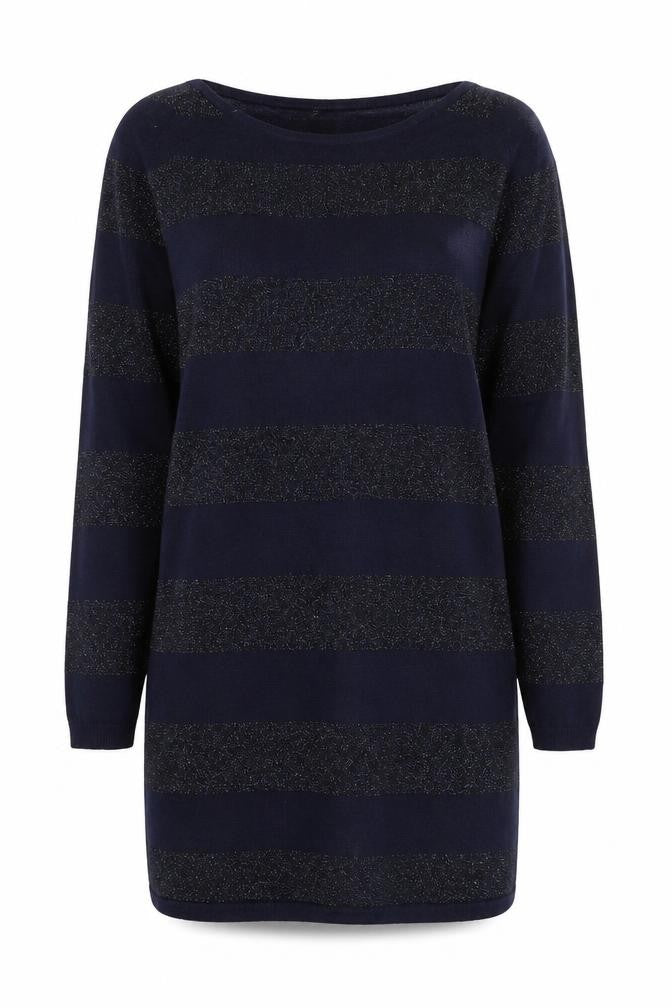 Marks and Spencer Women's Blue Striped Pullover Jumper