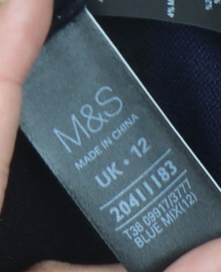 Marks and Spencer Women's Blue Striped Pullover Jumper