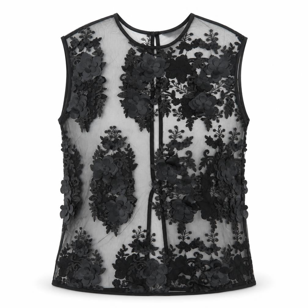 Next Women's Black Floral Sheer Blouse - Size 10