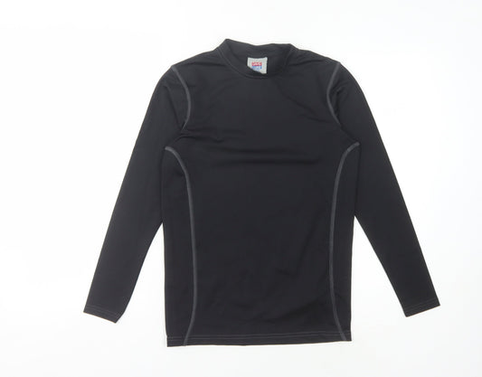 David Luke Boys Black Long Sleeve Basic Top - Size M