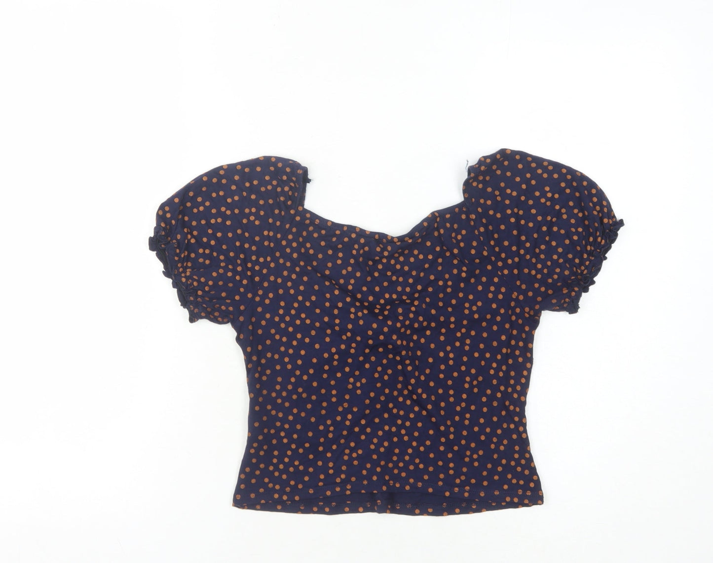 Miss Selfridge Teens Blue Polka Dot Cropped Blouse UK 6