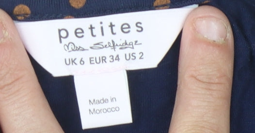Miss Selfridge Teens Blue Polka Dot Cropped Blouse UK 6