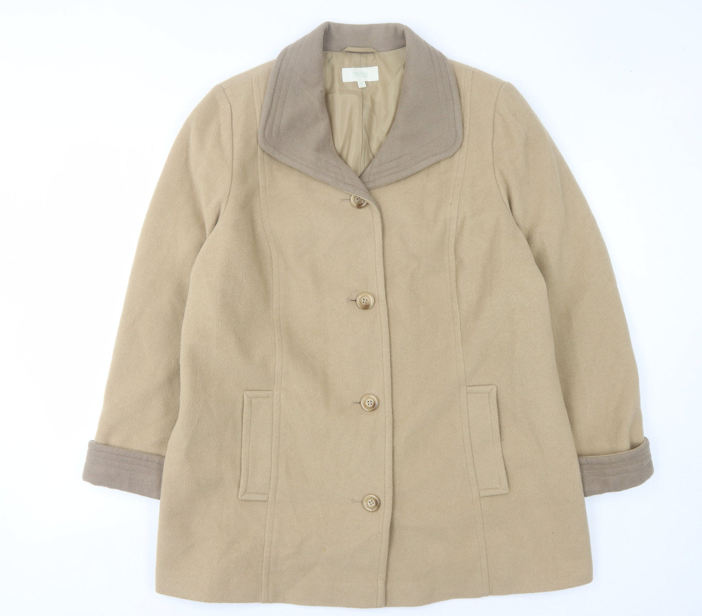 Marks and Spencer Women's Beige Wool Coat Size 18