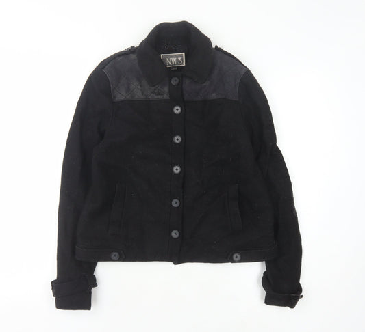 NW3 Women's Black Jacket Size 12 Wool Quilted