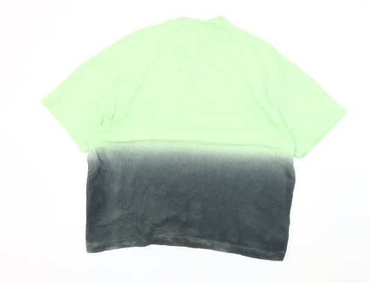 Collusion Men's Green L T-Shirt with Logo Accent