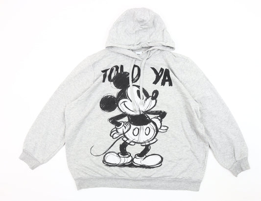 Disney Unisex Mickey Mouse Grey Pullover Hoodie L