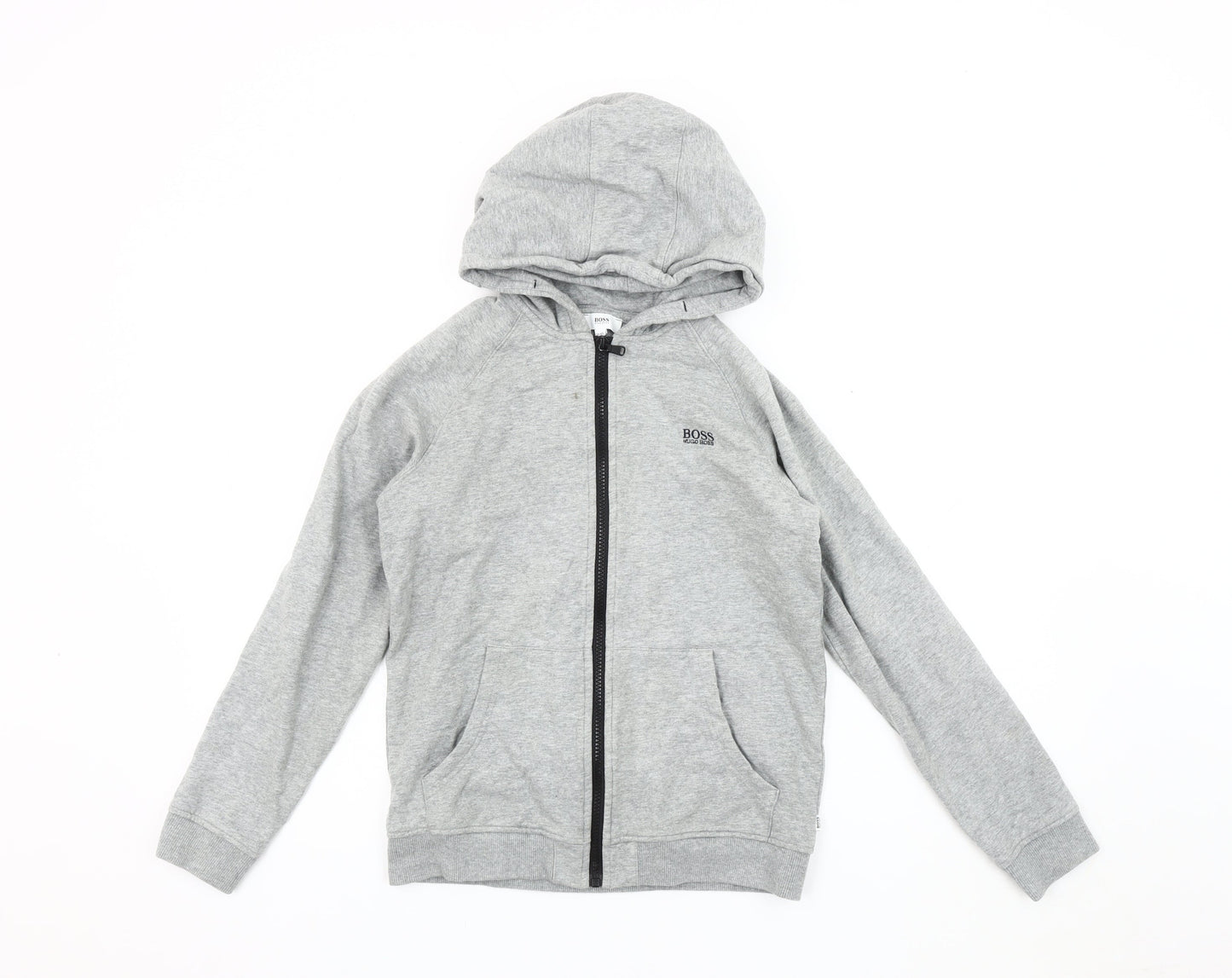 Hugo Boss Boys Grey Hooded Jacket XS - Casual Cotton Blend