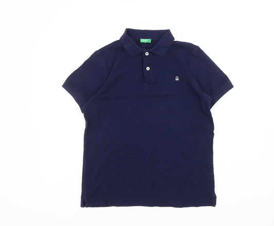 Benetton Boys Blue Polo Shirt 2XL Casual Basic