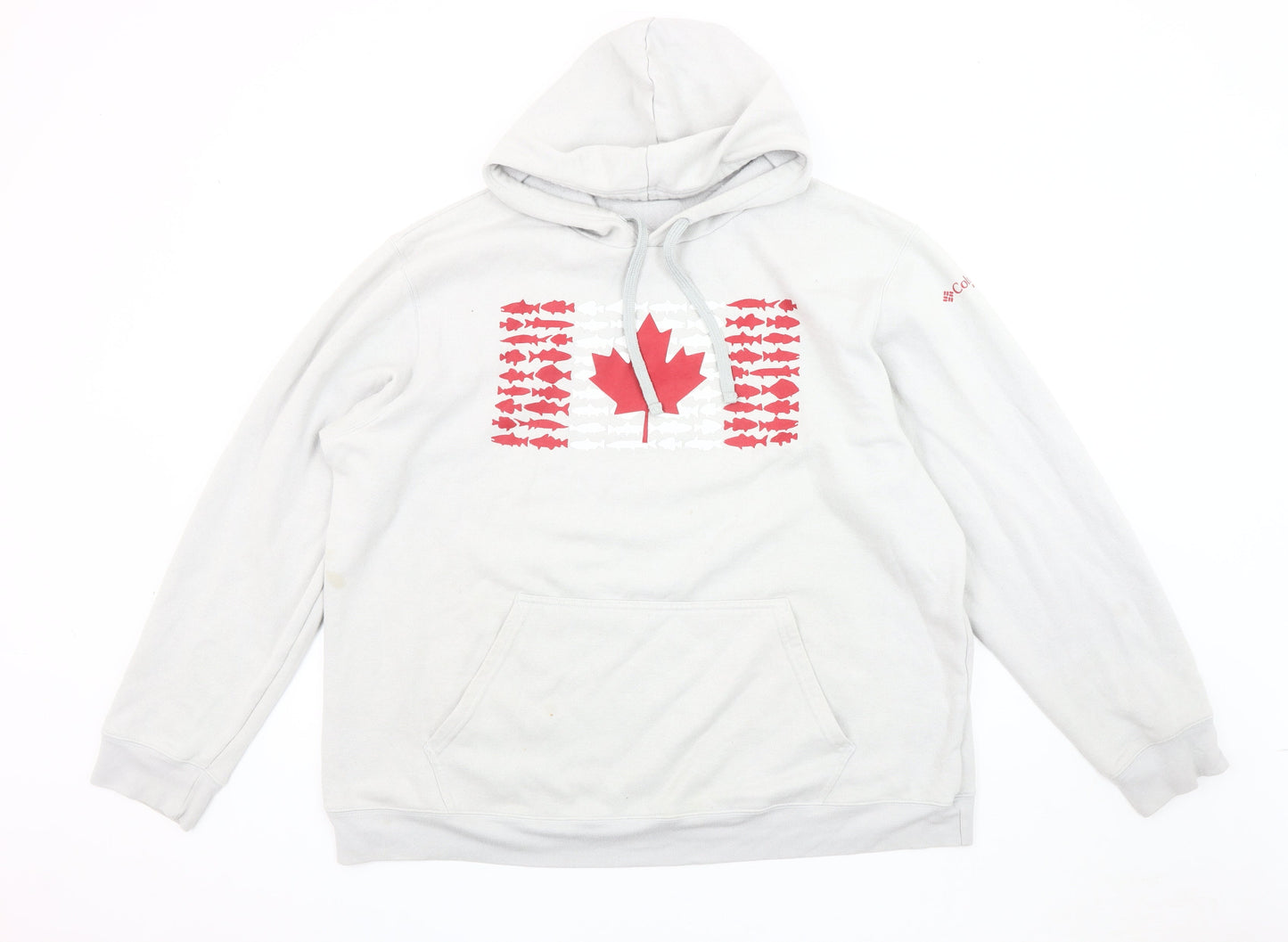 Columbia Men's Grey Hooded XL Pullover Graphic Hoodie