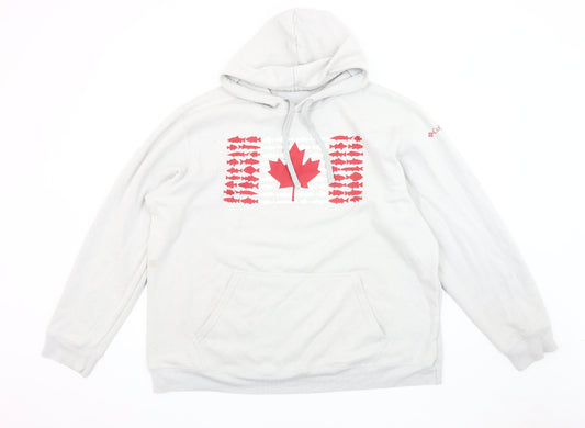 Columbia Men's Grey Hooded XL Pullover Graphic Hoodie