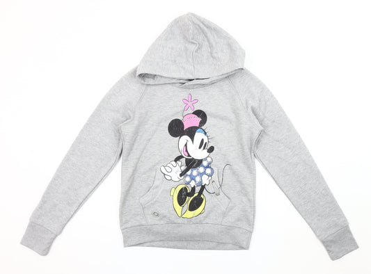 Disney Women's Grey Minnie Mouse Hoodie, Size 12