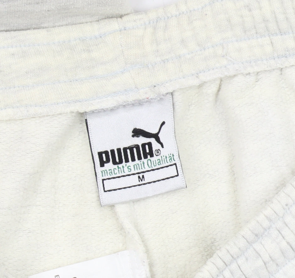 Puma Men's White Sweatpants M - Elastic Waist, Pockets
