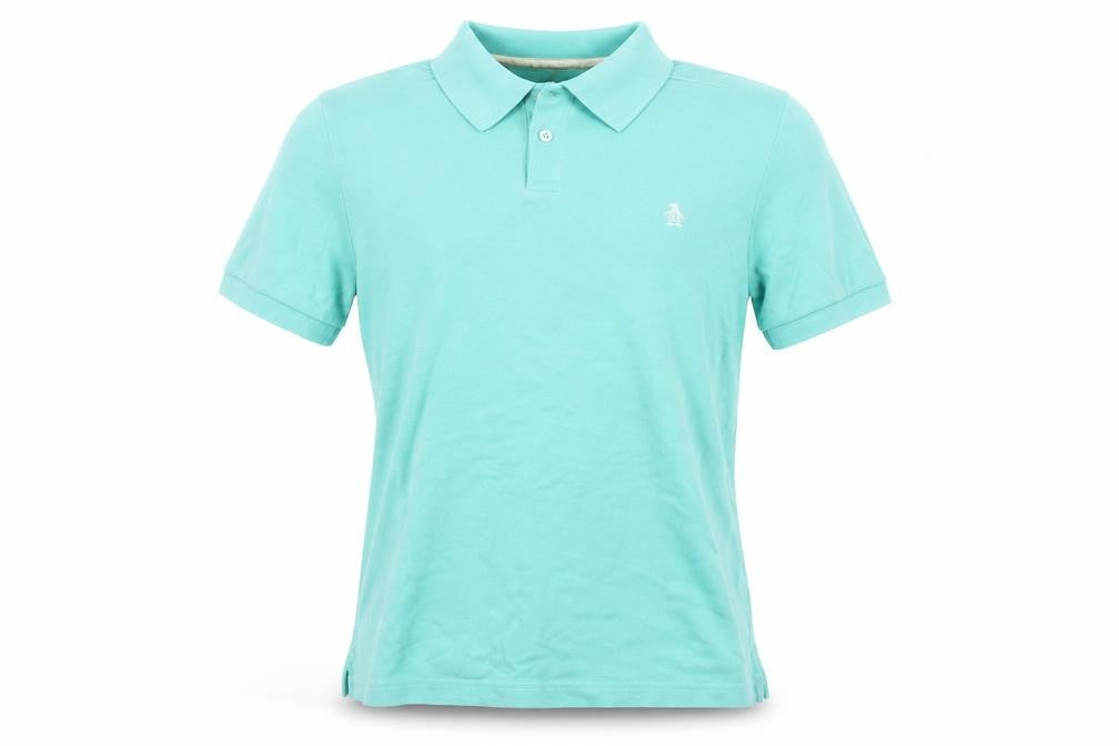 Penguin Boys Blue Polo Shirt L Short Sleeve Logo Casual