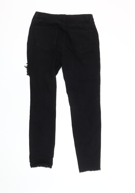 ROMWE Women's Black Skinny Jeans, Distressed, Size L