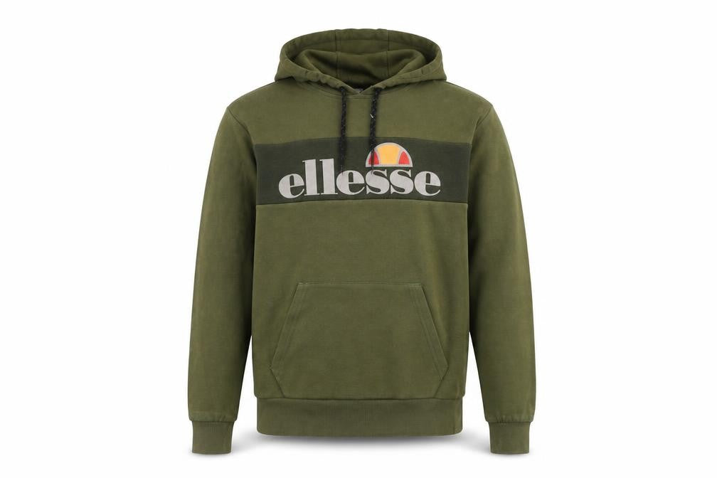 Front view of Ellesse Men's Green XS Pullover Hoodie with Logo