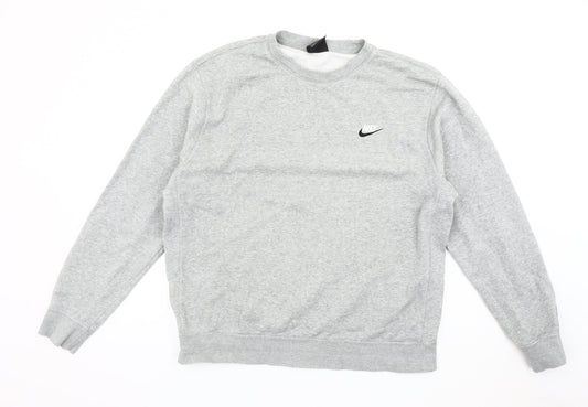 Nike Men's Grey Pullover Sweatshirt L, Logo Accent