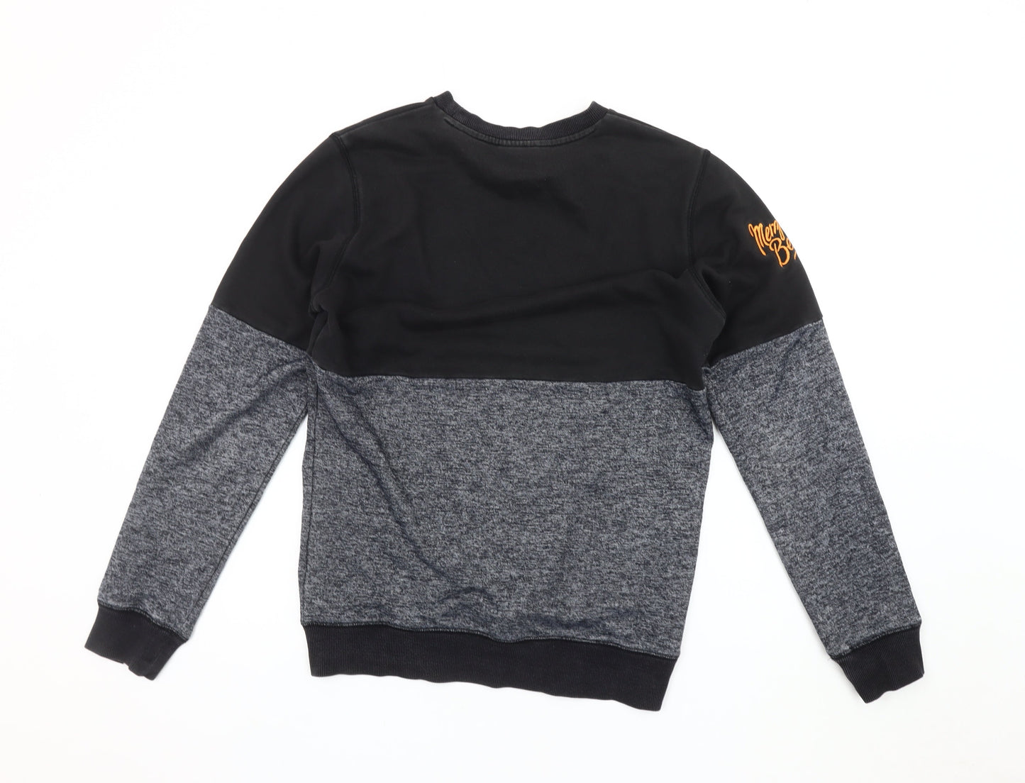 Hype Men's Black Grey Sweatshirt, Size 2, Embroidered Logo