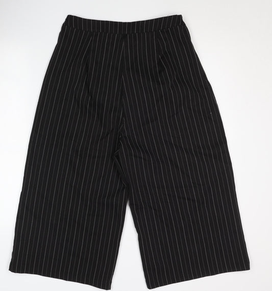 Allegra K Women's Black Striped Trousers, M, Wide-Leg