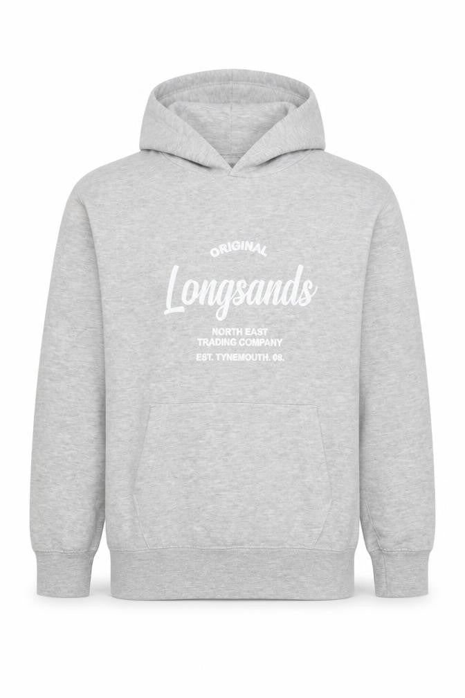Longsands Boys' Grey Pullover Hoodie L with Logo Accents