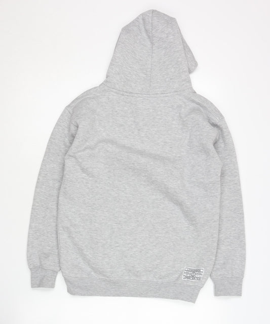 Longsands Boys' Grey Pullover Hoodie L with Logo Accents