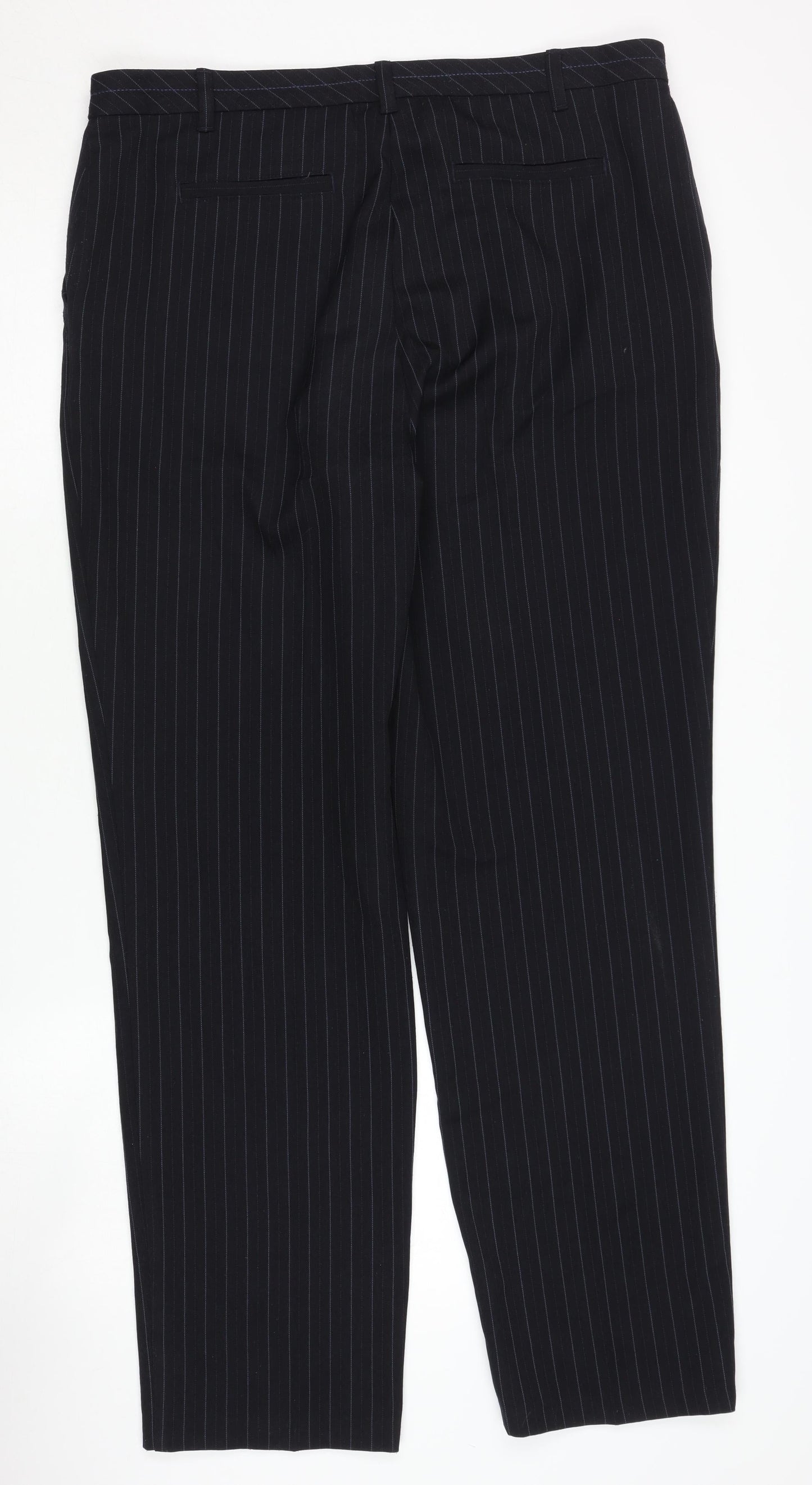 Marks and Spencer Women's Black Striped Trousers - Size 16