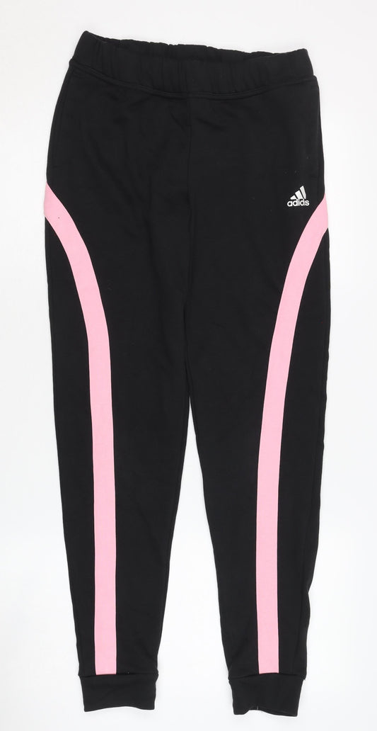 Adidas Girls Black Jogger Trousers XL Stylish Activewear