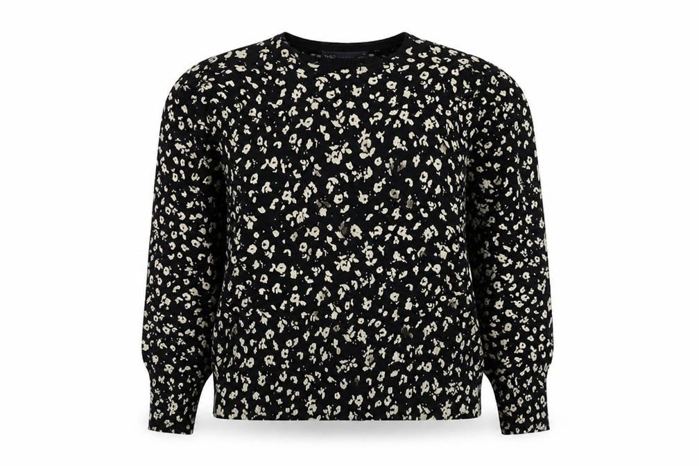 Marks and Spencer Women's Black Animal Print Pullover Jumper, Size 14