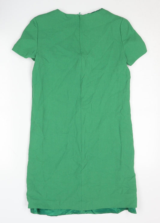 Boutique Moschino Green Wool Shift Dress, Women's 10