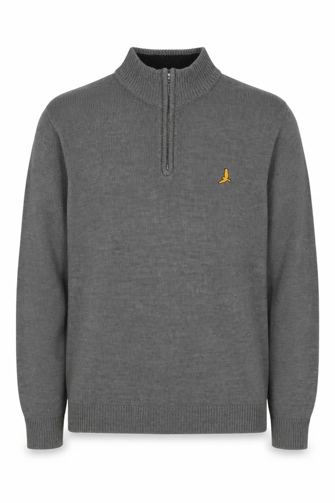 Brave Soul Men's Grey 1/4 Zip Knit Sweatshirt L