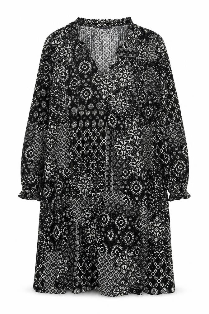 Front view of Marks & Spencer Black Floral Dress, size 14