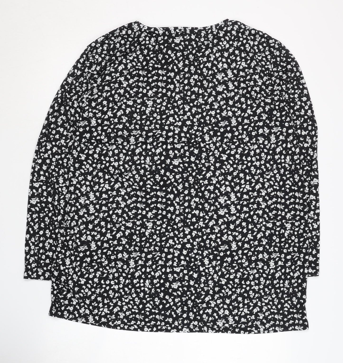 M&S Women's Black Floral Blouse UK18 Long Sleeve