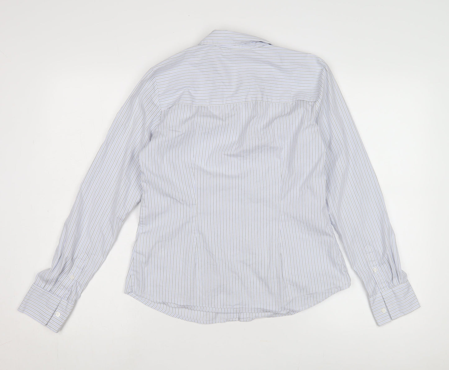 H&M Women's White Striped Button-Up Shirt UK 10
