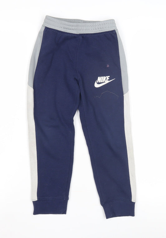 Nike Boys Blue Jogger Trousers Size M - Cotton Blend
