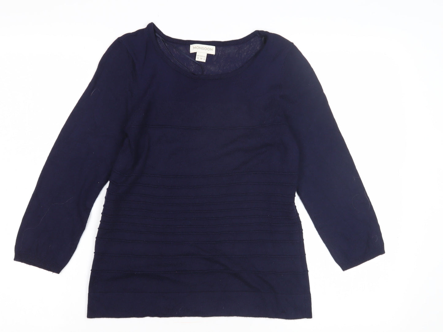 Monsoon Women's Blue 3/4 Sleeve Pullover Jumper Size 10