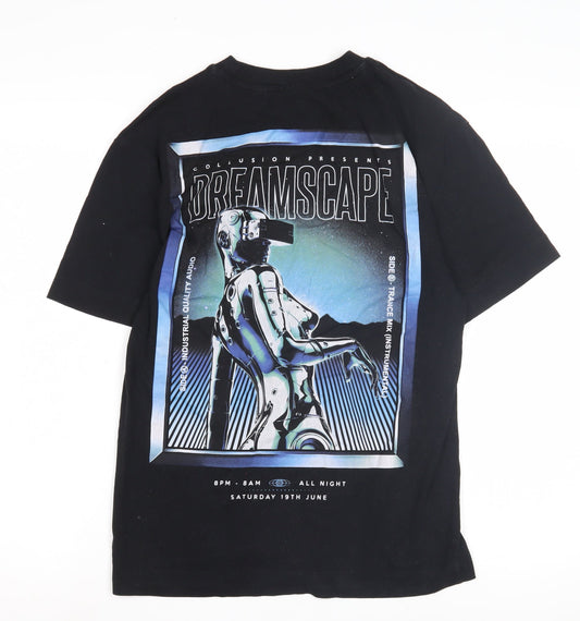 Collusion Men’s Black XS Music Graphic T-Shirt
