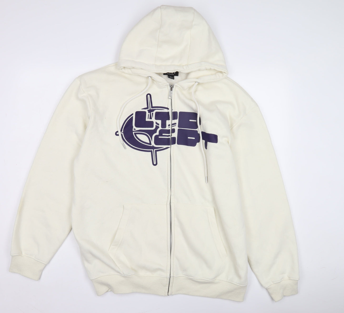 boohooMAN Men's White Full Zip Hoodie S