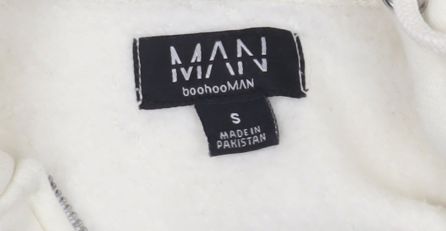 boohooMAN Men's White Full Zip Hoodie S