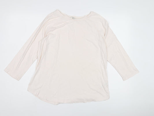 Fat Face Women's Ivory 3/4 Sleeve Cotton Top S