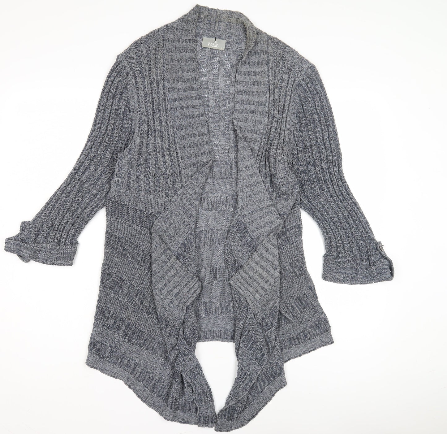 Wallis Women's Grey Open-Knit Open Front Cardigan Size L