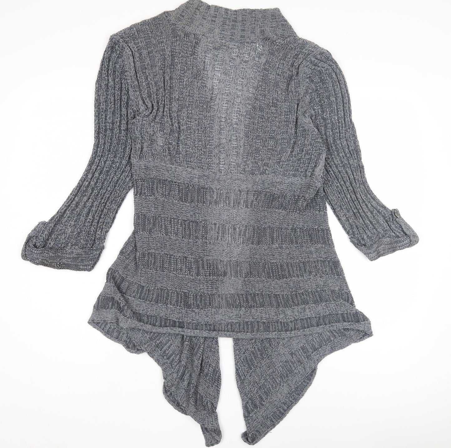 Wallis Women's Grey Open-Knit Open Front Cardigan Size L