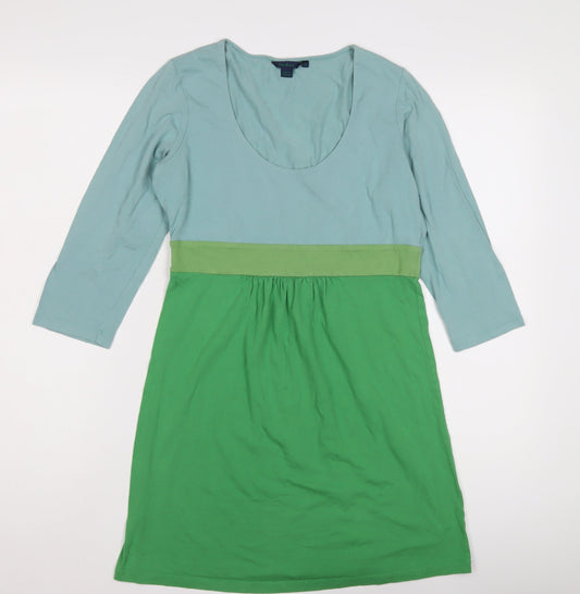 Boden Women's Green Blue Dress, Size 12, 3/4 Sleeve