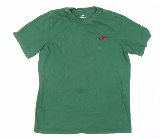 Nike Men's Green L Cotton Logo T-Shirt
